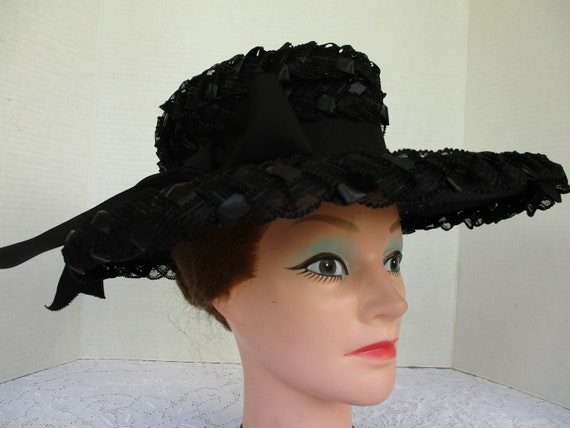 Gimbels Black Wide Brimmed Hat - image 1