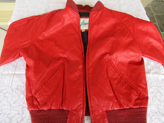 Red Quilted Leather Jacket - image 10