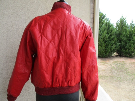 Red Quilted Leather Jacket - image 4