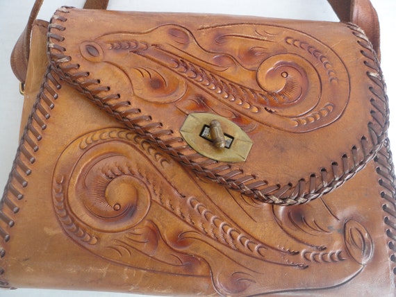 Tooled Leather Purse With Asymmetrical Flap - image 6