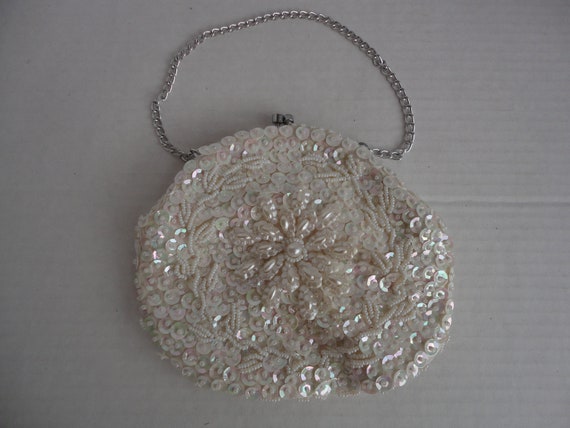White Beaded Handbag - image 1