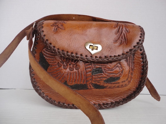 70s tooled leather bag - Gem