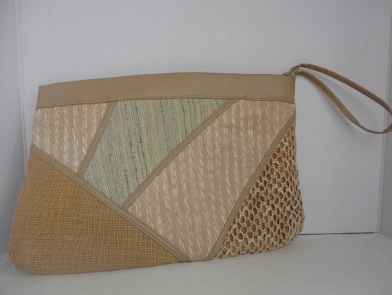 Beige Patchwork Clutch By Distinctive Styling - image 1