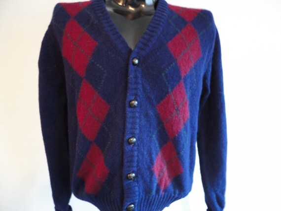 Navy Blue Argyle Cardigan