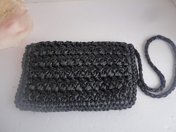 Black Raffia Clutch/Shoulder Bag - image 2