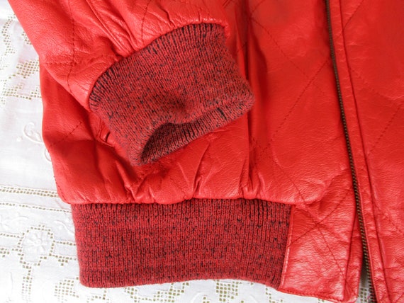 Red Quilted Leather Jacket - image 8