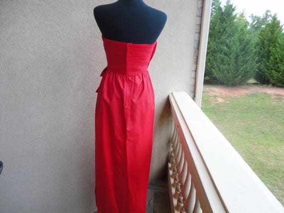 Red Strapless Evening Dress - image 4