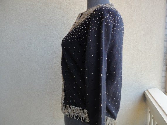 Black Beaded Sweater - image 7