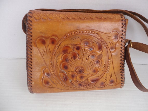Tooled Leather Purse With Asymmetrical Flap - image 3