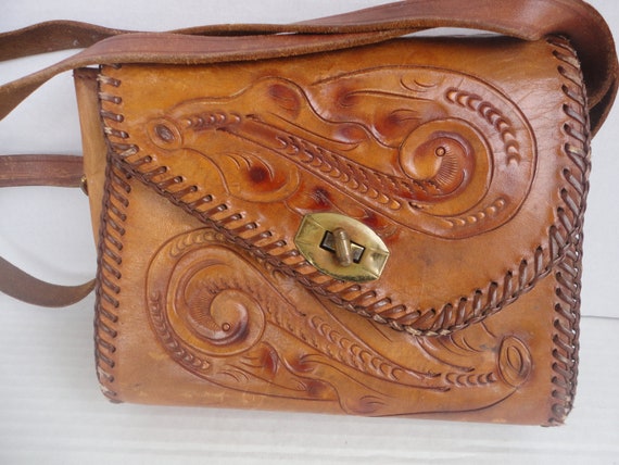 Tooled Leather Purse With Asymmetrical Flap - image 1