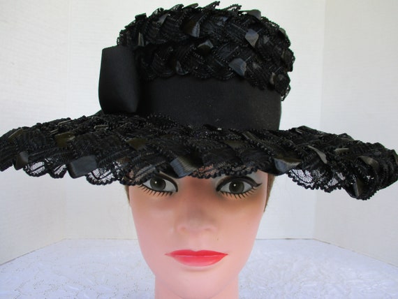 Gimbels Black Wide Brimmed Hat - image 4