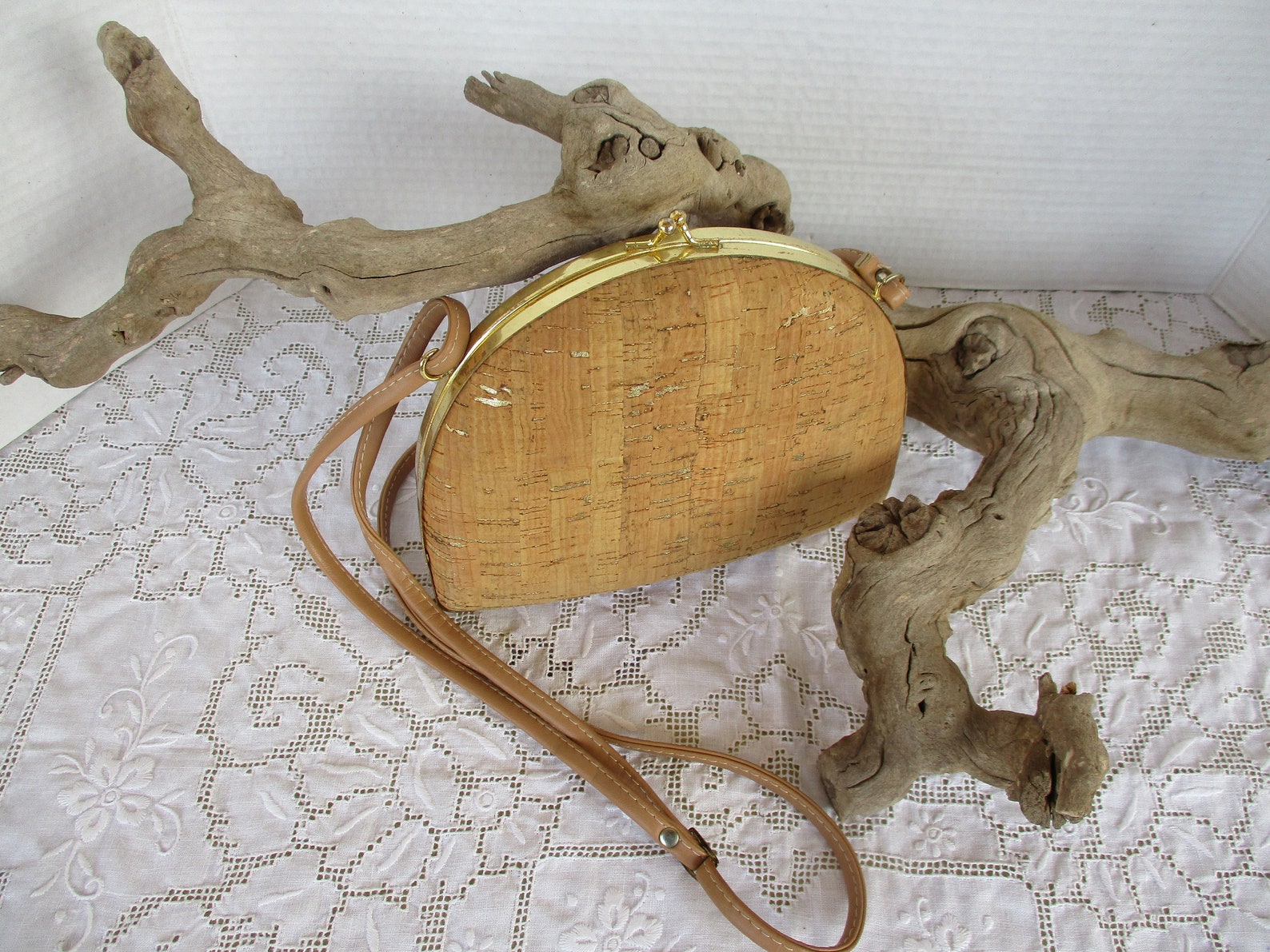 Cork Purse With Gold Metallic Design Etsy