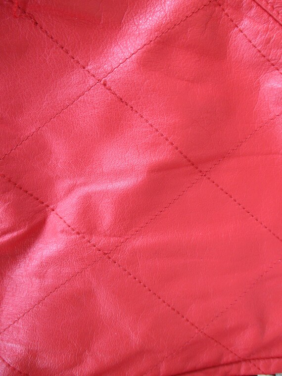 Red Quilted Leather Jacket - image 7