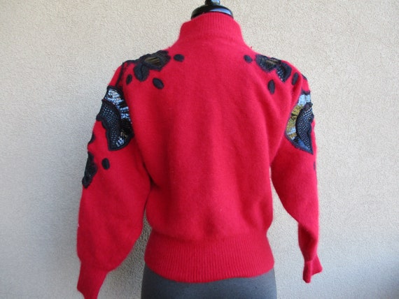 Red And Black Leather And Snakeskin Sweater By Er… - image 4