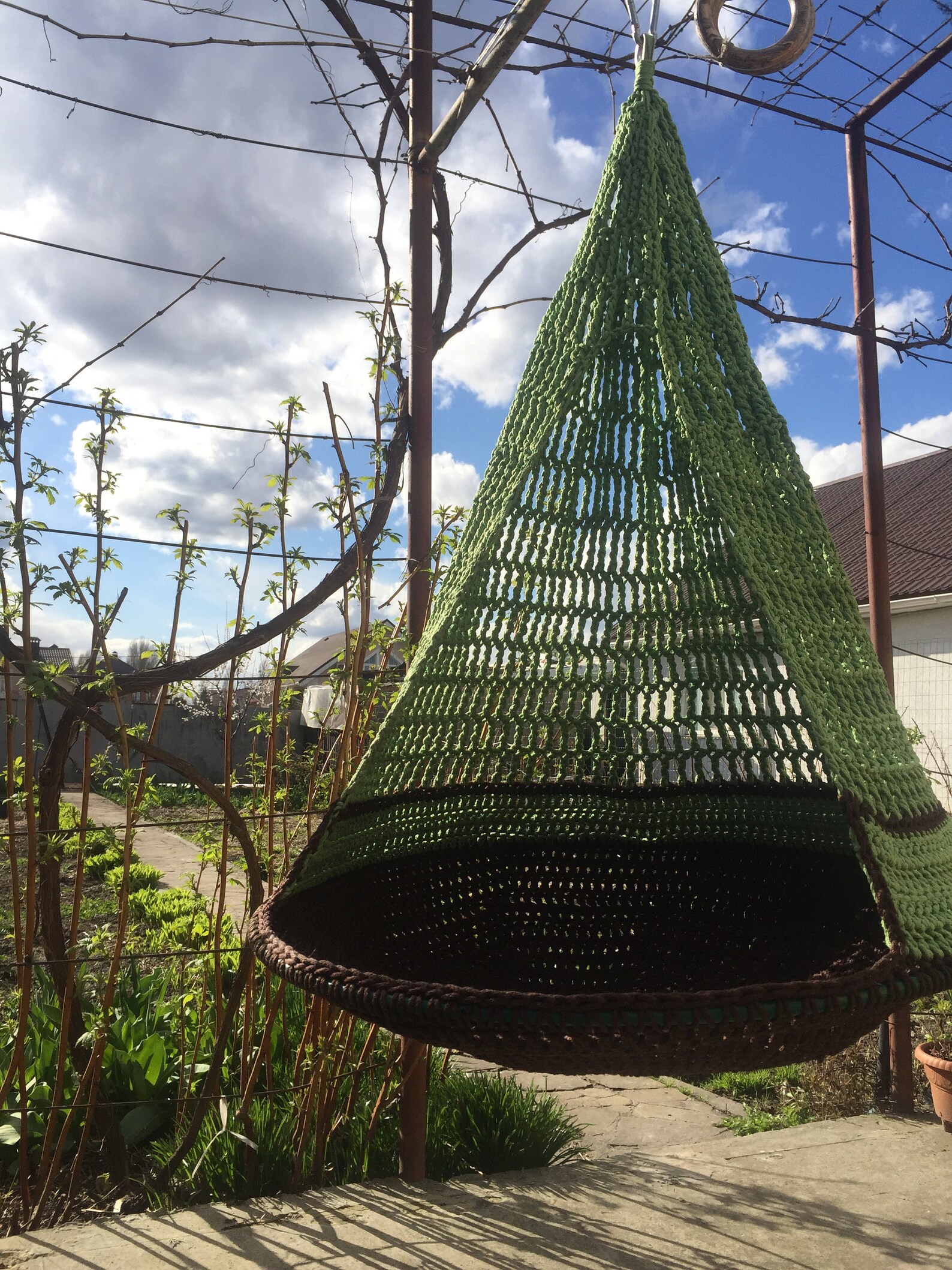 Cocoon Swing Large Hanging Chair Tree Swing Golden and Ivory Etsy