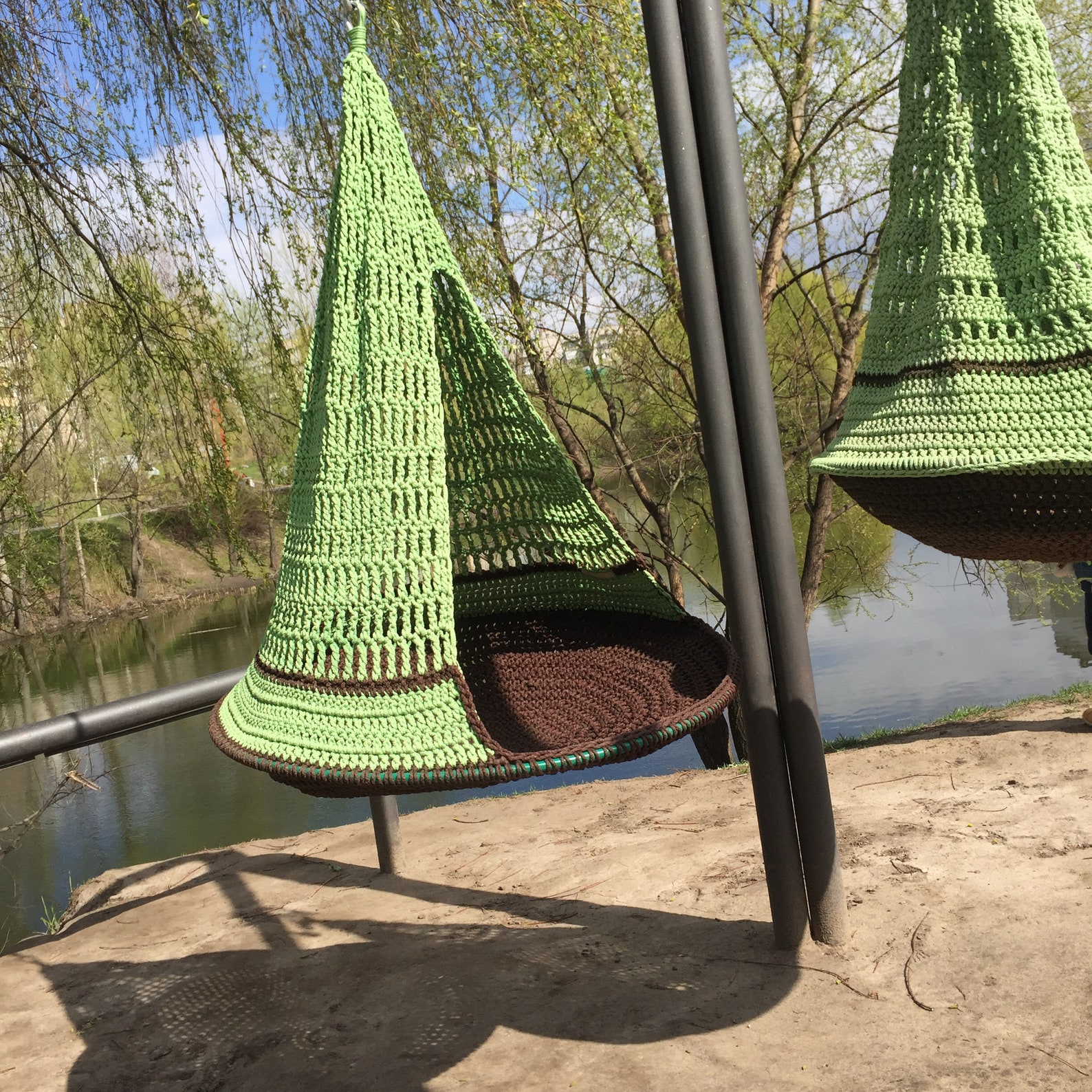 Cocoon Swing Large Hanging Chair Tree Swing Golden and Ivory Etsy