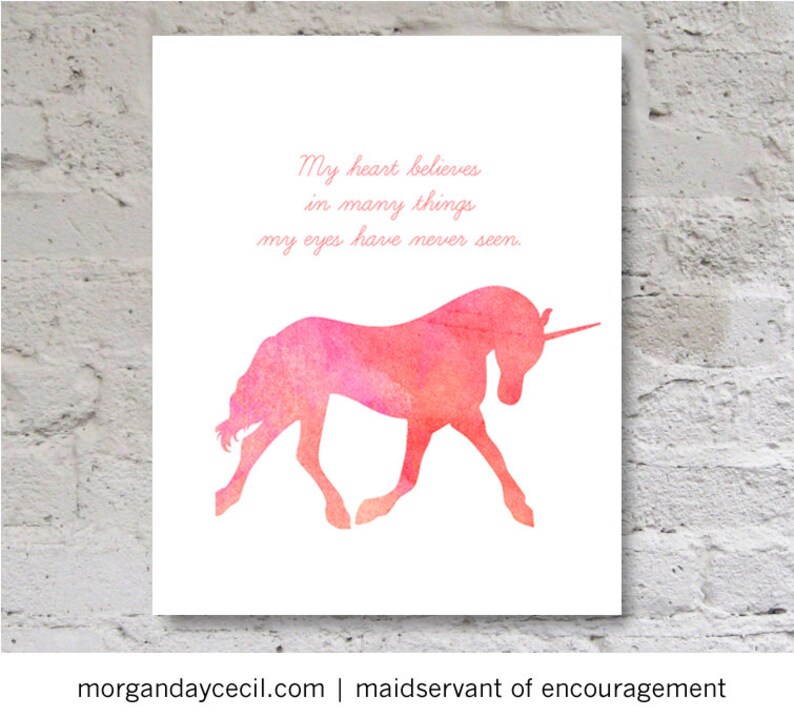 pink unicorn art printable nursery printable watercolor etsy