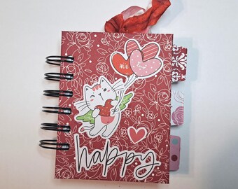 Valentine 's Mini 3 X 4 Chunky Journal, Cinch Bound Journal, Junk Journal, Memory Journal, Stocking Stuffer, Mini Book, Valentine's Journal
