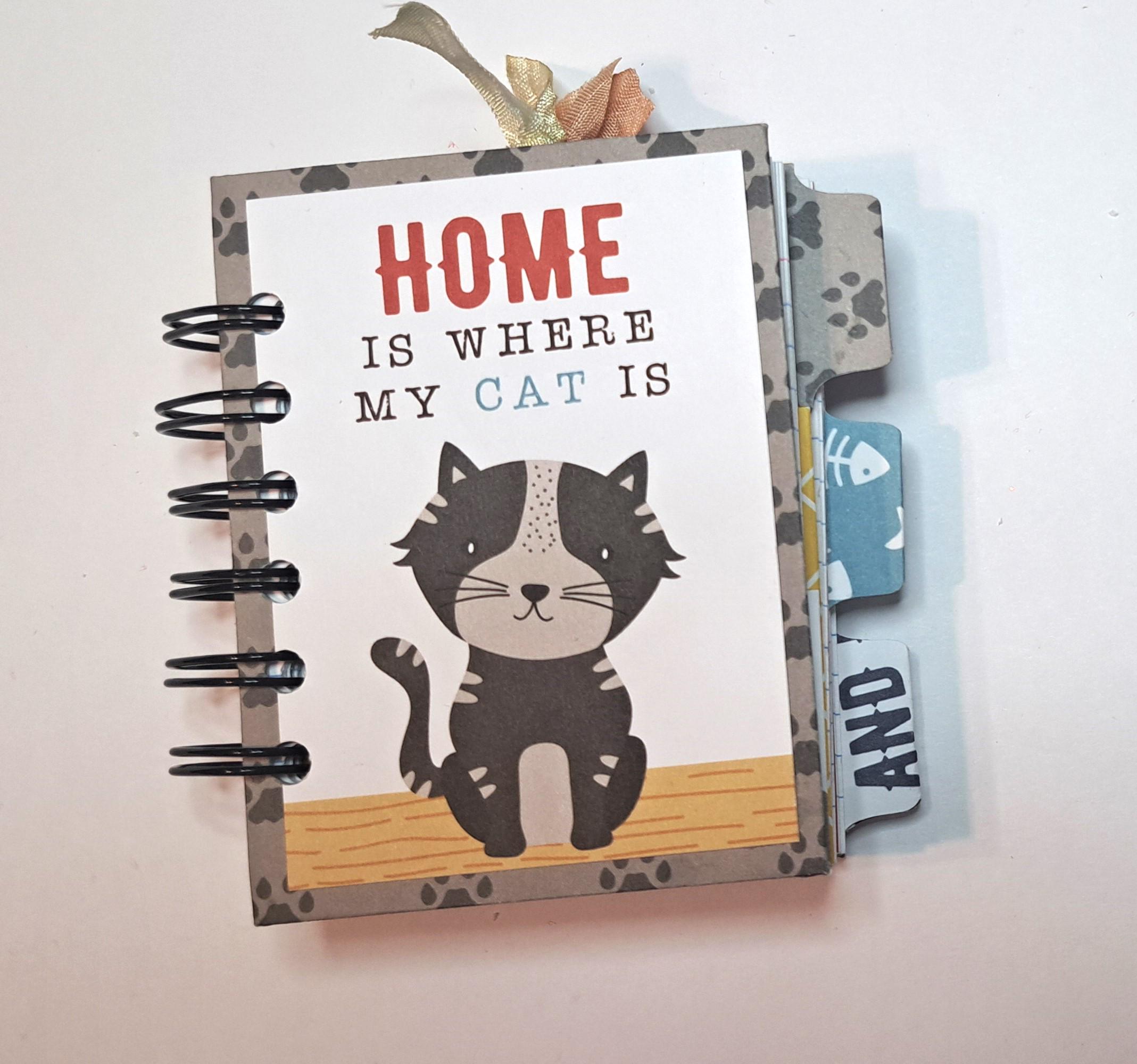 Cat Themed Mini 3 X 4 Chunky Journal, Cinch Bound Journal, Junk Journal, Memory Journal, Mini Book, Mini Book with Pockets and Tags