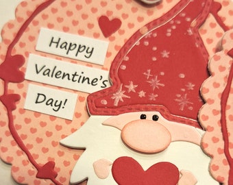 Valentine Gnome Tags, Happy Valentine's Day Tags, Valentines Treat Tags, Gnome with hearts, Handmade Tags for Valentines