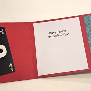 Teacher Thank You, Teacher Appreciation Gift Card Holder, Teacher Gift ...