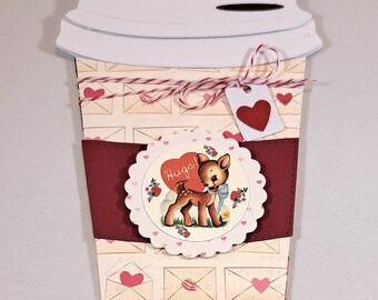 Valentine Coffee Cup Gift Card Holder -- Valentine -- Valentine Gift -- Coffee Cup