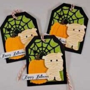 Mummy Tag, Halloween Tag, Handmade Halloween Tag, Gift Tag, Halloween Treat Tag, Spider Web Tag image 4