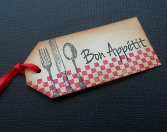 Bon Appetit Tags, Food Tags, Gift Tags, Christmas Tags, Silverware Tags