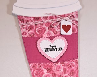 Valentine Coffee Cup Gift Card Holder -- Valentine -- Valentine Gift -- Coffee Cup