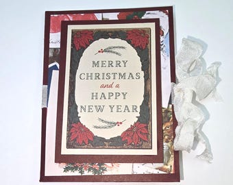 Christmas Gift Card Booklet for Multiple Cards -- Christmas Card -- Christmas Card Holder -- Teacher Gift Card  --Small 4 Pocket Gift Card
