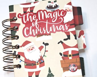 Christmas Mini 3 X 4 Chunky Journal, Cinch Bound Journal, Junk Journal, Memory Journal, Stocking Stuffer, Mini Book, Christmas Journal