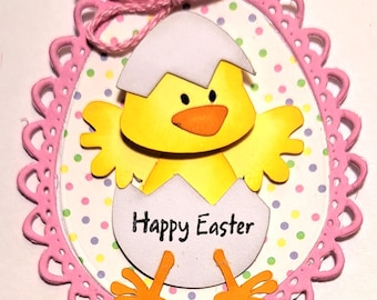 Happy Easter, Easter Tag, Holiday Tag, Chick Tag, Gift Tag, Handmade Tag