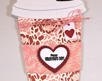 Valentine Coffee Cup Gift Card Holder -- Valentine -- Valentine Gift -- Coffee Cup