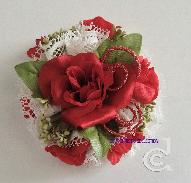 Vintage Inspired Hair Accessory Red Fascinator Rose flower Hair Clip Floral Fascinator Wedding Headpiece