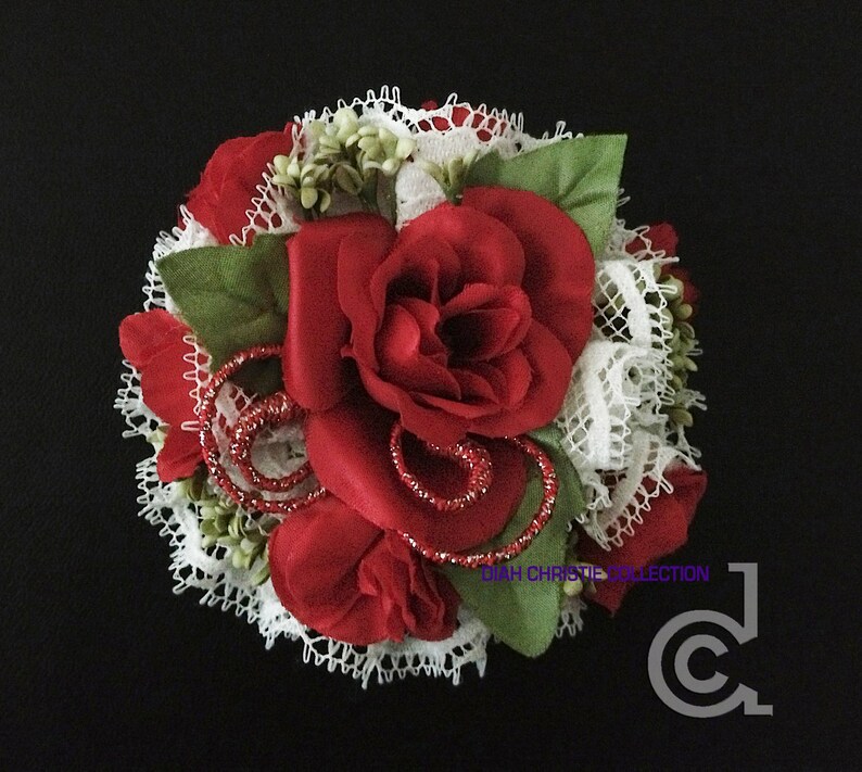 Vintage Inspired Hair Accessory Red Fascinator Rose flower Hair Clip Floral Fascinator Wedding Headpiece