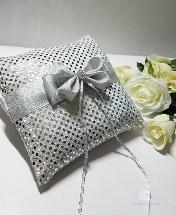 Ring Bearer Pillow Silver Wedding Ring Pillow 8x8 Butterfly Etsy