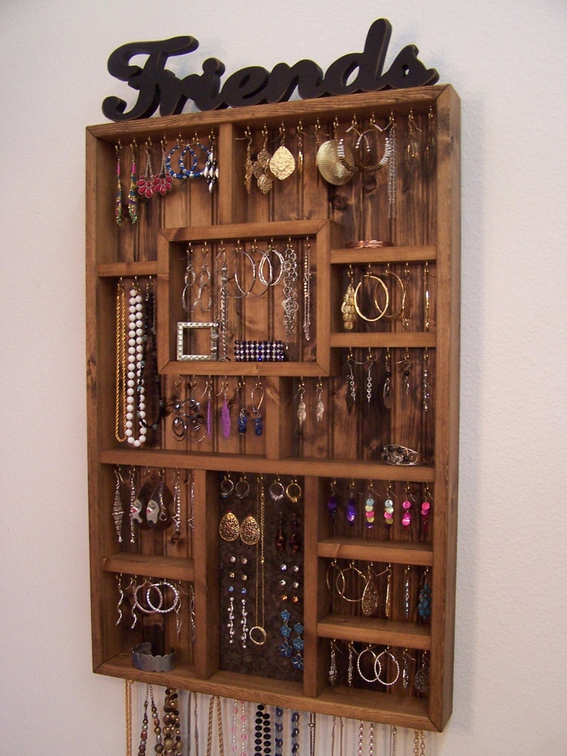 Earring Holder Jewelry Organizer Handmade Wood Wall Art