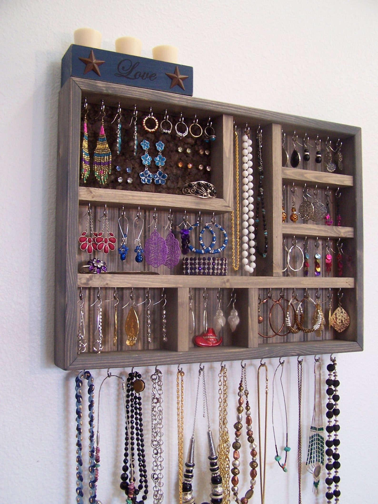 Jewelry Organizer Gray Jewelry Display Case Etsy