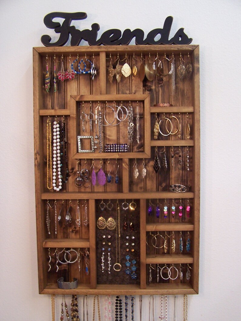 Jewelry Organizer Earring Holder Handmade Wood Wall Art Etsy