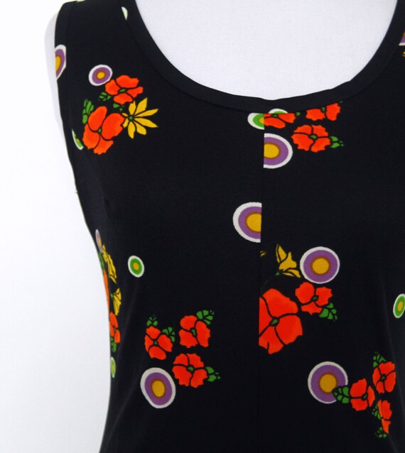 Vintage 1970s Dress | 70s Black Floral Print Mod … - image 4