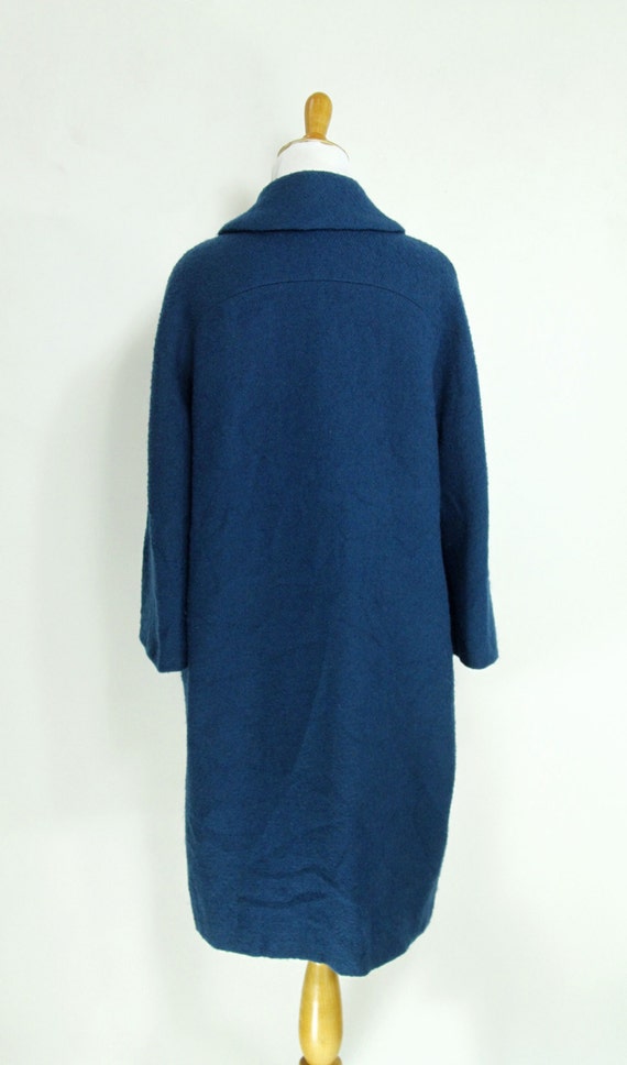 Vintage 1950s Coat | 50s 60s Teal Blue Wool Boucl… - image 5