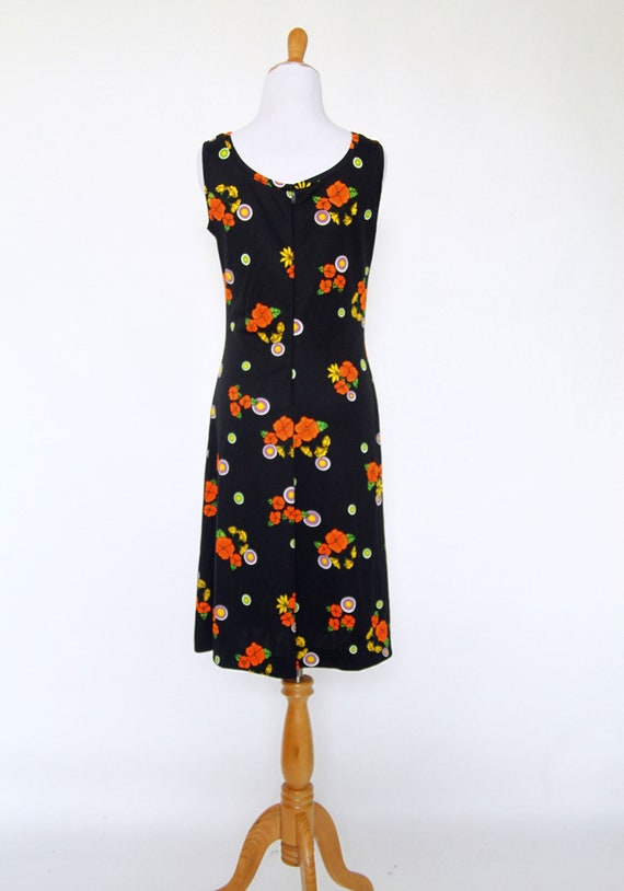 Vintage 1970s Dress | 70s Black Floral Print Mod … - image 5