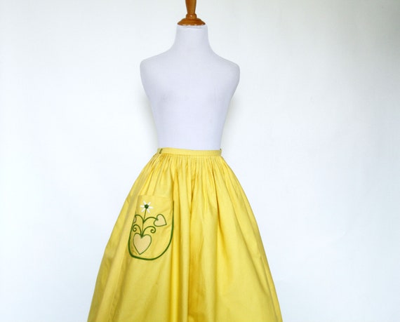 Vintage 1950s Skirt | 50s 60s Skirt with Embroide… - image 2