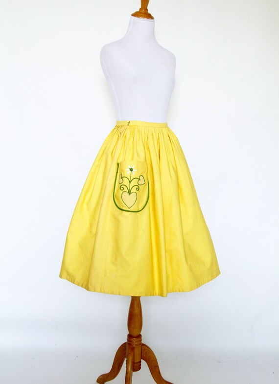 Vintage 1950s Skirt | 50s 60s Skirt with Embroide… - image 3