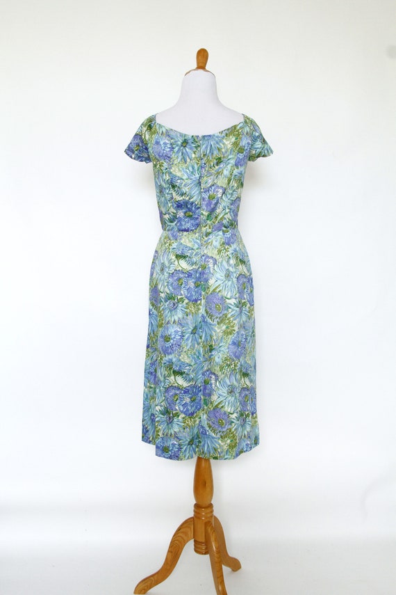 Vintage 1950s Dress | 50s Polished Cotton Floral … - image 5