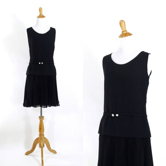 Vintage 1960s Dress | 60s Little Black Dress with… - image 1