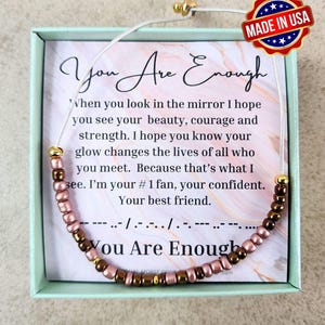 You Are Enough Morse Code Bracelet for Her| Encouragement Gift | Birthday Anniversary Gift  | Minimalist Bracelet |  Daughter Keepsake Gift