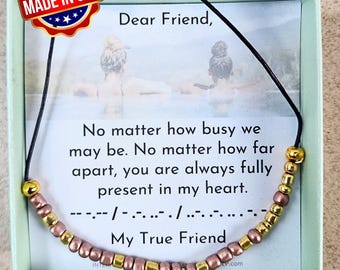 True Friend Morse Code Bracelet for Her| Best Friend Gift | Birthday Anniversary Gift  | Minimalist Bracelet |  Friendship Keepsake Gift