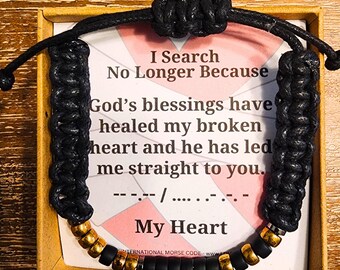 Search No Longer Morse Code Bracelet | Birthday Anniversary Gift Idea | Secret Message Adjustable Bracelet; Father's Day Gift