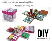 Fabric Sewing box DIY kit, fabric covered box kit, etui sewing box kit, surprise gift box, (DIY kit 135), online instructions included